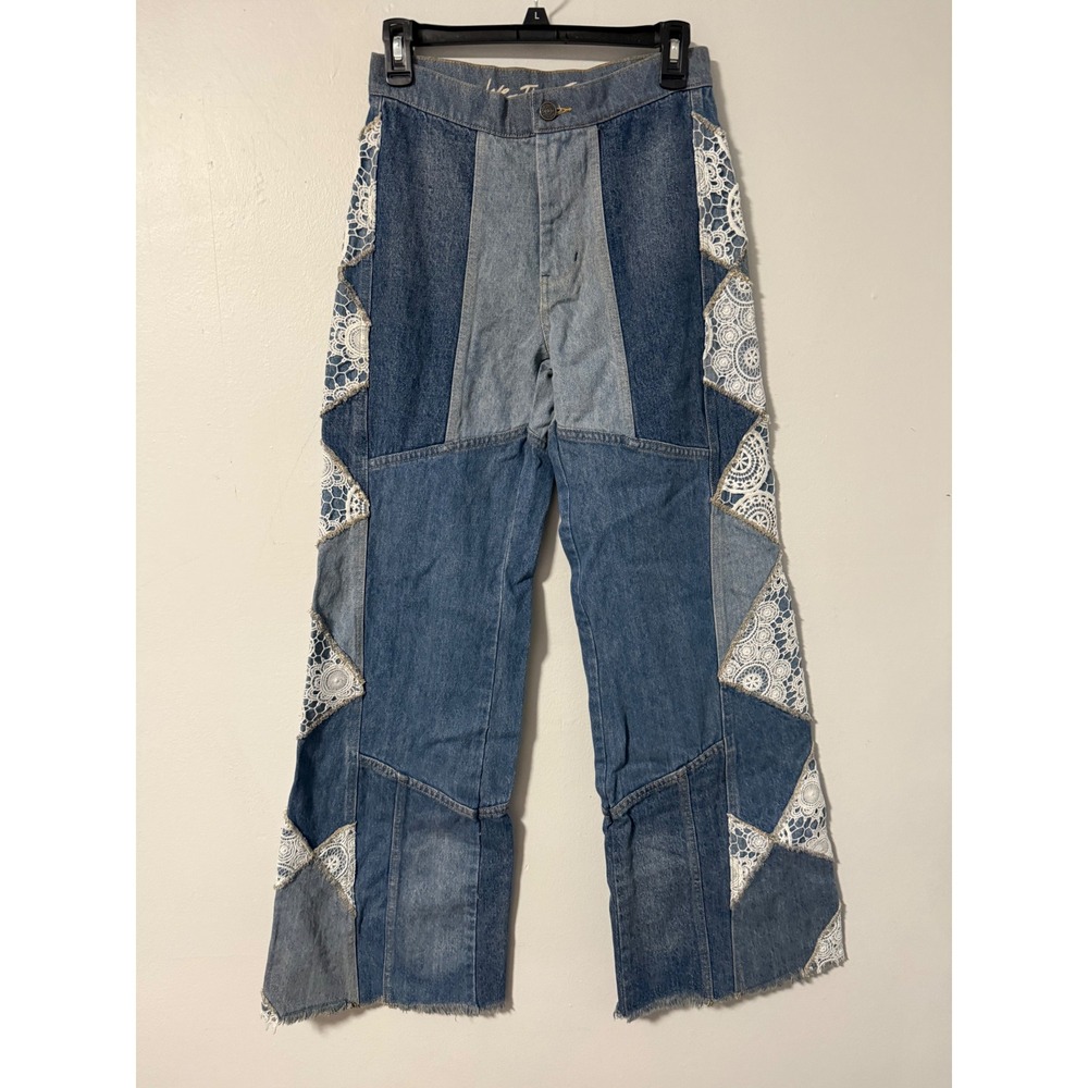 Free People We The Free In My Element Patchwork Lace  High Rise Wide Leg  25